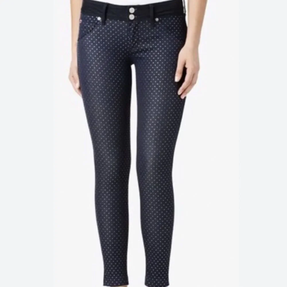 Hudson -045 Collin Women's Vice Versa Skinny‎ Polka Dots Jeans Grey Size 27